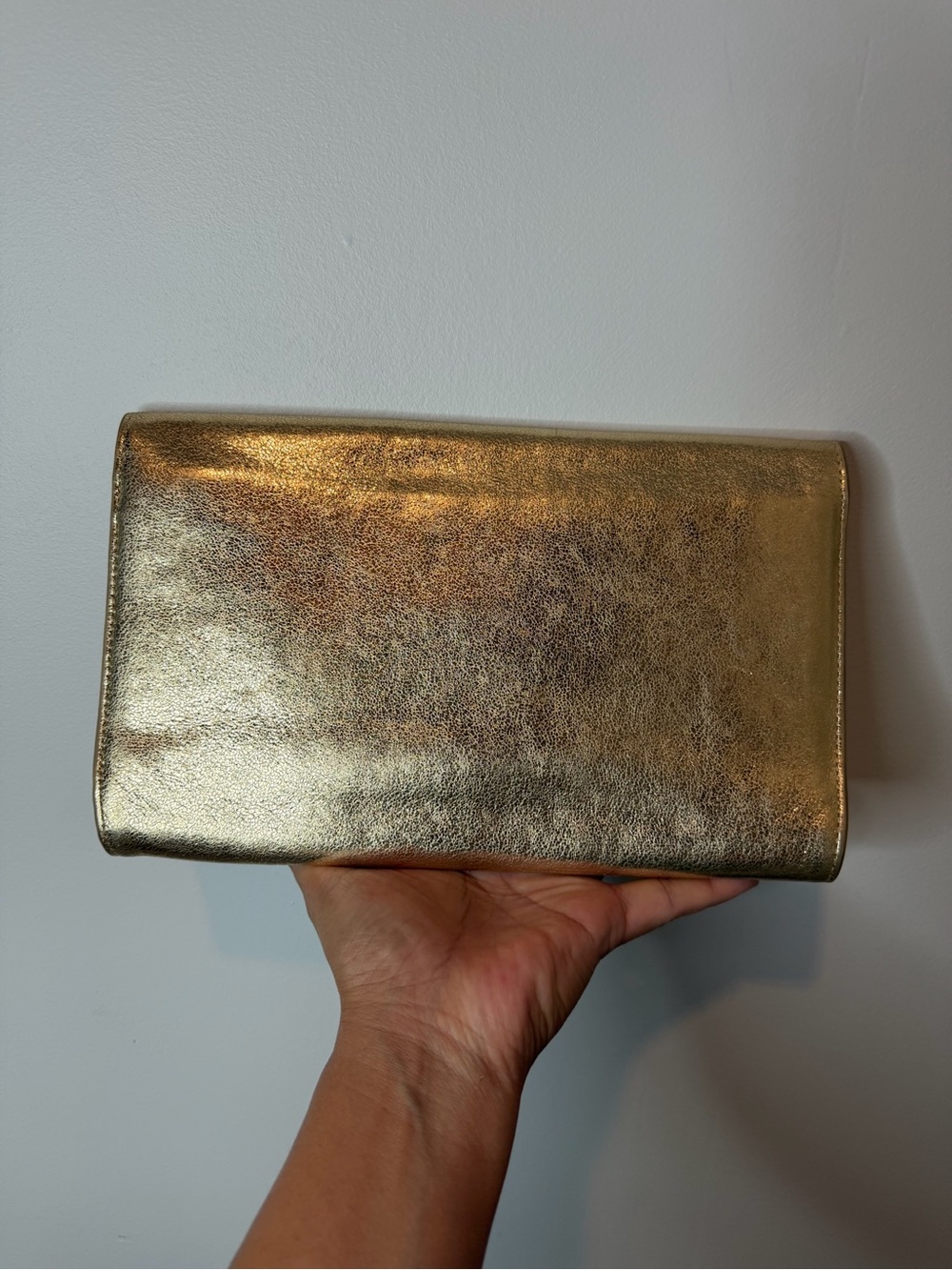 Saint Laurent Metallic Gold Leather YSL Foldover Clutch - Picture 6 of 6